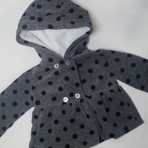 5/$30 CARTER'S Fleece Polka Dot Hooded Peplum Jacket